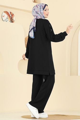 moda selvim طقم أسود 3192HBS856 - Thumbnail