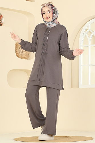 moda selvim طقم بيج غامق 3192HBS856 - Thumbnail