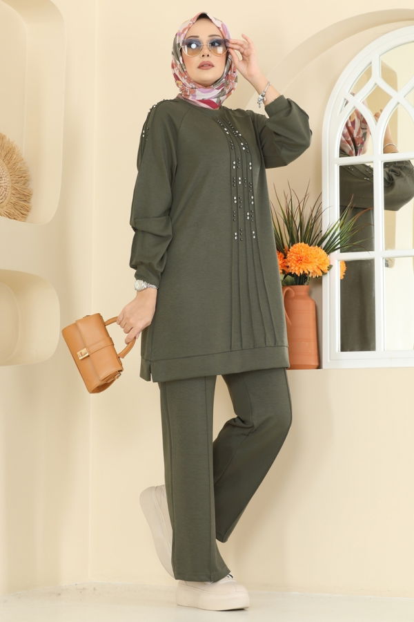 Modaselvim الاطقم طقم اخضر عفني 3192HBS856