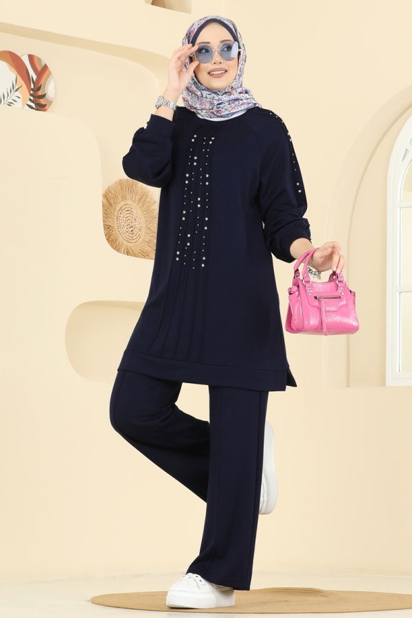 Modaselvim Hijab Combinations Combined 3192HBS856 Navy Blue