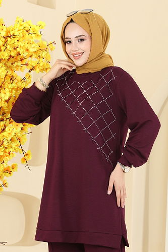 moda selvim Combined 3196HBS856 Burgundy - Thumbnail