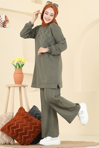 moda selvim طقم اخضر عفني 3196HBS856 - Thumbnail