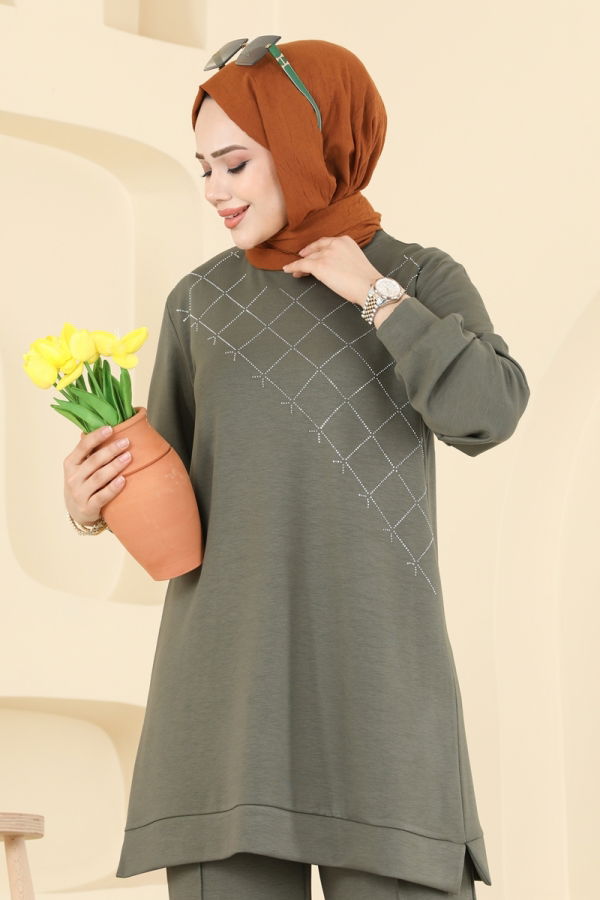 Modaselvim الاطقم طقم اخضر عفني 3196HBS856