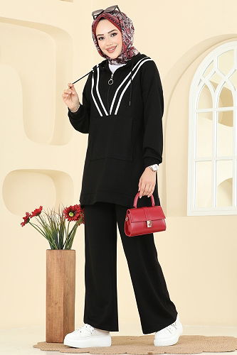 moda selvim طقم أسود 3206HBS856 - Thumbnail