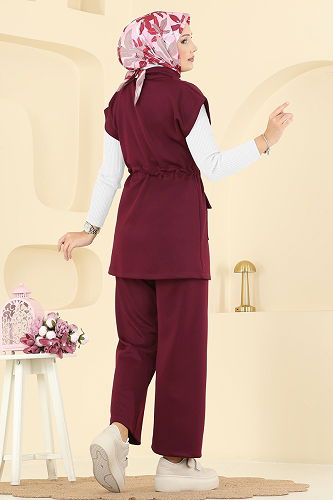 moda selvim طقم خمري 3207HBS856 - Thumbnail