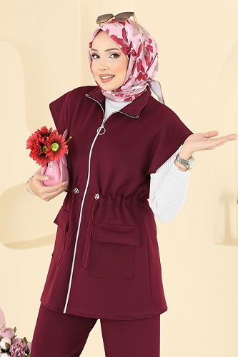 moda selvim طقم خمري 3207HBS856 - Thumbnail