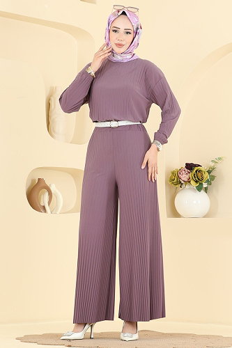 moda selvim طقم ليلكي غامق 320BO429 - Thumbnail