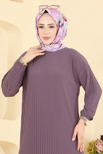 moda selvim طقم ليلكي غامق 320BO429 - Thumbnail