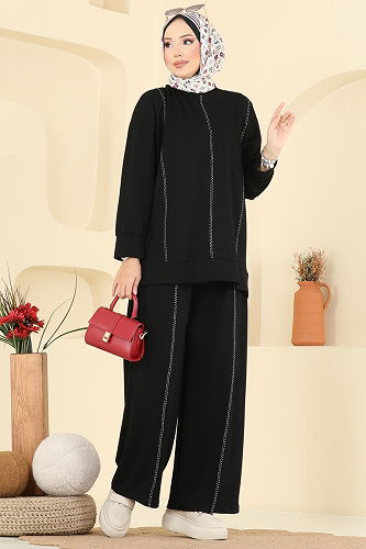 moda selvim طقم أسود 3216HBS856 - Thumbnail