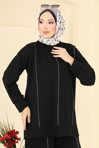 moda selvim طقم أسود 3216HBS856 - Thumbnail