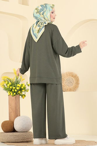 moda selvim طقم اخضر عفني 3216HBS856 - Thumbnail