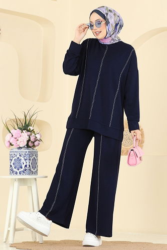 moda selvim طقم كحلي 3216HBS856 - Thumbnail