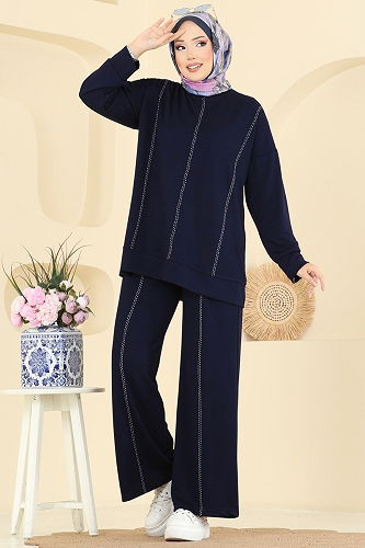 moda selvim طقم كحلي 3216HBS856 - Thumbnail