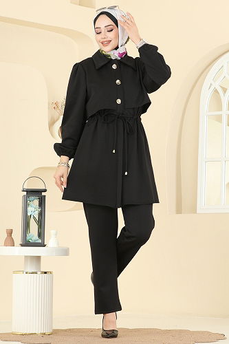 moda selvim طقم أسود 3227HBS856 - Thumbnail