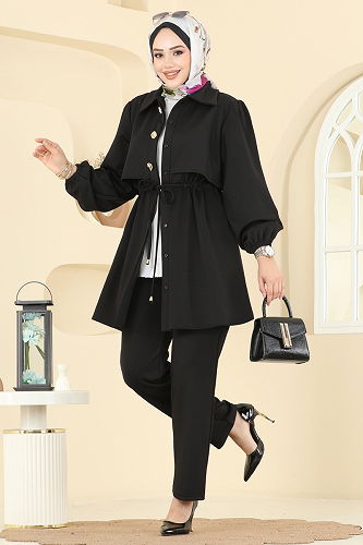 moda selvim طقم أسود 3227HBS856 - Thumbnail