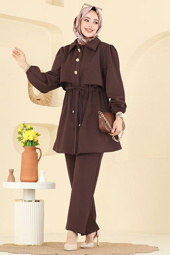 moda selvim طقم بني 3227HBS856 - Thumbnail