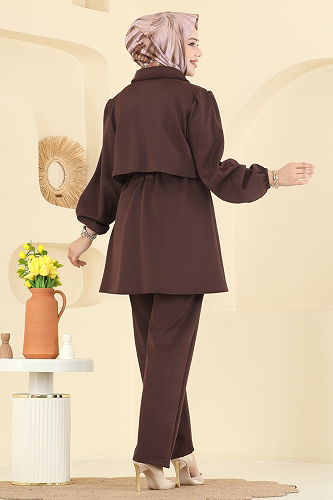 moda selvim طقم بني 3227HBS856 - Thumbnail