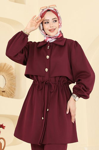 moda selvim طقم خمري 3227HBS856 - Thumbnail