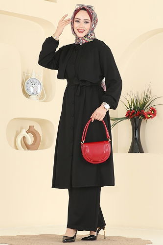 moda selvim طقم أسود 322ASN888 - Thumbnail