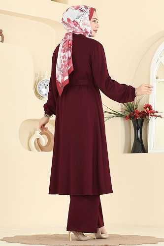 moda selvim طقم خمري 322ASN888 - Thumbnail