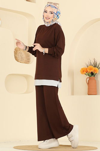 moda selvim طقم بني 3246HBS856 - Thumbnail