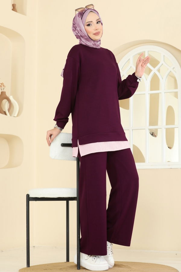 Modaselvim الاطقم طقم خمري غامق 3246HBS856