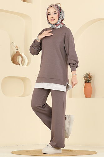 moda selvim طقم بيج غامق 3246HBS856 - Thumbnail