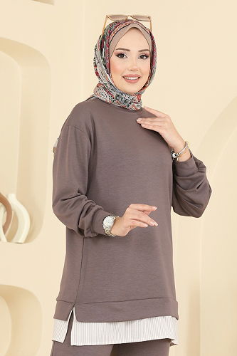 moda selvim طقم بيج غامق 3246HBS856 - Thumbnail