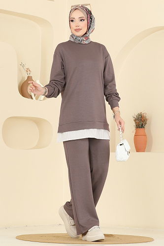 moda selvim طقم بيج غامق 3246HBS856 - Thumbnail