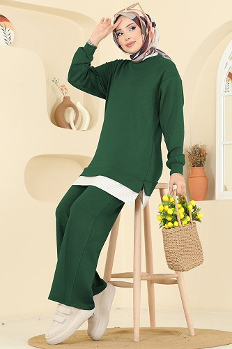 moda selvim طقم زيتي 3246HBS856 - Thumbnail