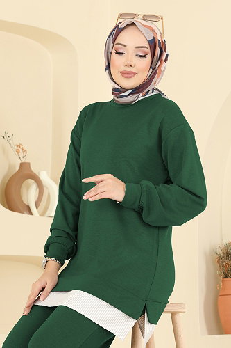 moda selvim طقم زيتي 3246HBS856 - Thumbnail