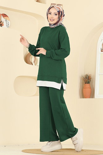 moda selvim طقم زيتي 3246HBS856 - Thumbnail