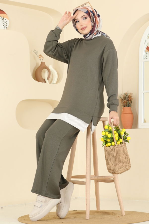 Modaselvim Hijab Combinations Combined 3246HBS856 Khaki