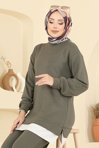 moda selvim طقم اخضر عفني 3246HBS856 - Thumbnail