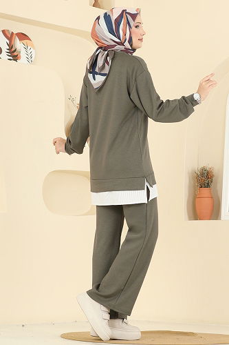 moda selvim طقم اخضر عفني 3246HBS856 - Thumbnail