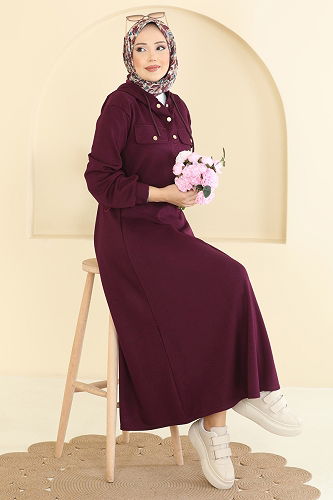 moda selvim طقم توتي غامق 3248HBS856 - Thumbnail