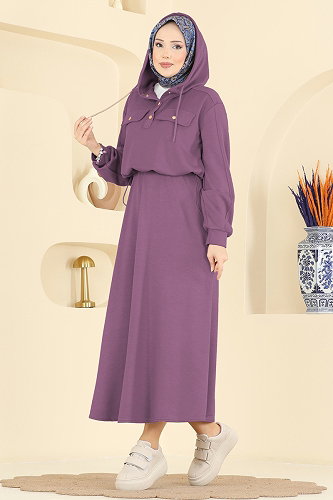 moda selvim طقم ليلكي غامق 3248HBS856 - Thumbnail