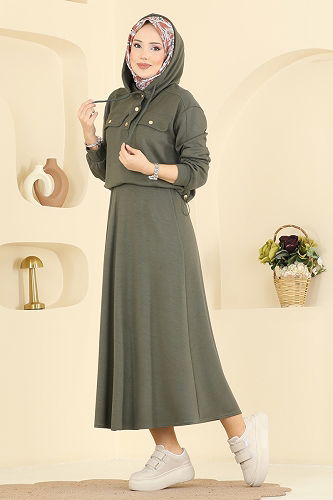 moda selvim طقم اخضر عفني 3248HBS856 - Thumbnail