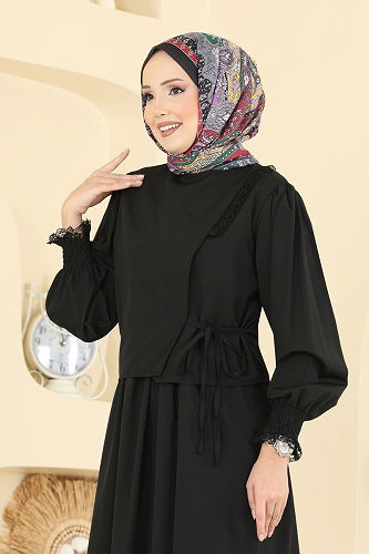 moda selvim طقم أسود 324ASN888 - Thumbnail