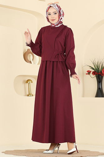 moda selvim طقم خمري 324ASN888 - Thumbnail