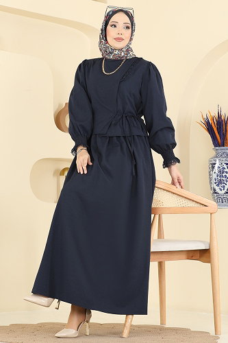 moda selvim طقم كحلي 324ASN888 - Thumbnail