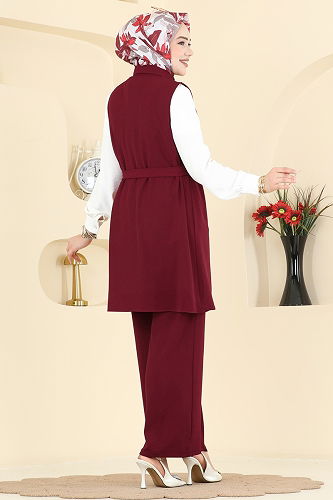 moda selvim طقم خمري 3254HBS856 - Thumbnail