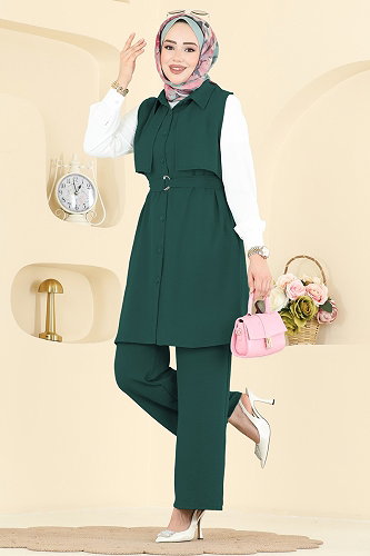 moda selvim طقم زيتي 3254HBS856 - Thumbnail