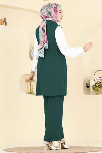 moda selvim طقم زيتي 3254HBS856 - Thumbnail