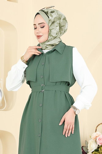 moda selvim طقم أخضر باهت 3254HBS856 - Thumbnail