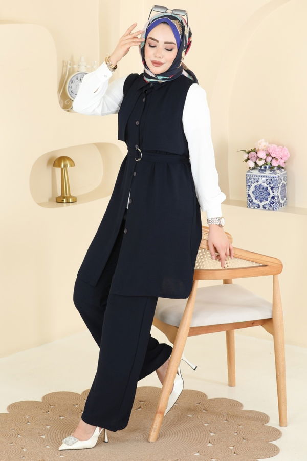 Modaselvim Hijab Combinations Combined 3254HBS856 Navy Blue