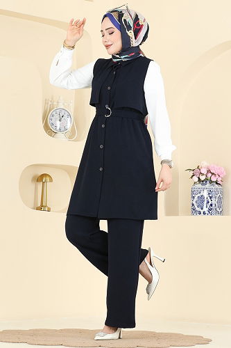 moda selvim طقم كحلي 3254HBS856 - Thumbnail