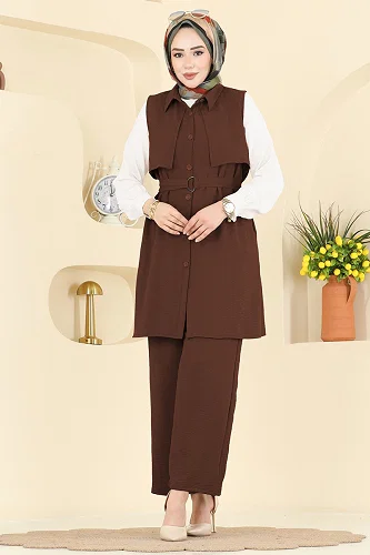 moda selvim طقم عسلي 3254HBS856 - Thumbnail