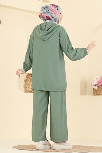 moda selvim طقم أخضر عشبي 3257HBS856 - Thumbnail