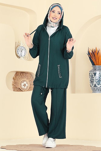 moda selvim طقم زيتي 3257HBS856 - Thumbnail